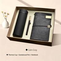 Set de Regalo Empresarial de Lujo: Termo de Acero Inoxidable, Diario, Bolígrafo, Kit con Logotipo Personalizado