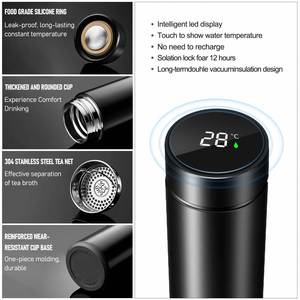 500ML Modern Design Thermos Vacuum Insulated Flask Stainless Steel <b>Smart</b> Water Bottle With Led Display - Product Image 4