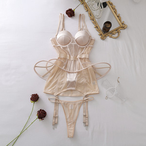 Chuangerm en stock Nouveauté 2026 Lingerie corset française en satin de luxe exquise pour femme, avec rembourrage, armatures et effet amincissant sur la taille - Product Image 5