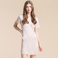 Robe de nuit en soie de mûrier mi-longue, design simple, en maille, pour l'été
