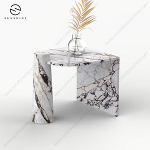 โต๊ะปลายหินอ่อน Calacatta หรูหราออกแบบวงรีที่ทันสมัยสำหรับเฟอร์นิเจอร์ห้องนอนและโรงแรมระดับไฮเอนด์ - Product Image 6