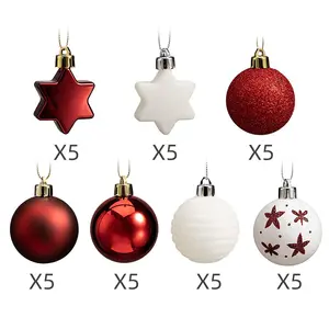Popular Custom Plastic shatterproof ornaments 24pcs Christmas bauble ball For Christmas Tree Decoration