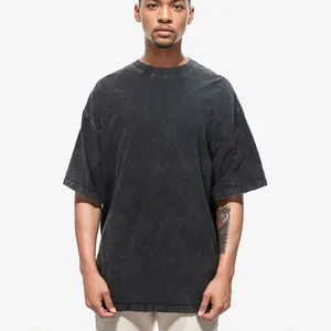 High Quality Men's T-shirt Oversized Street Wear 100% Cotton Clothing Acid Wash Custom Printing Hip Hop T-shirt