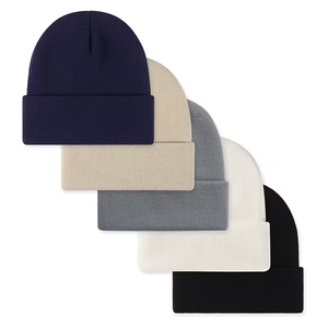 مخصص للجنسين شعار مطرز مقاوم للرياح مصمم الشتاء بلون سادة محبوك قبعة تزلج عالية التمدد محبوكة - Product Image 1