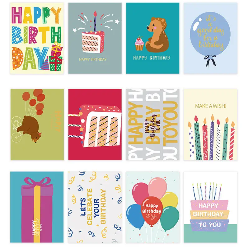 12 buah kartu buatan tangan liburan kustom kartu ulang tahun kreatif kartu merek undangan pesta sesuai pesanan
