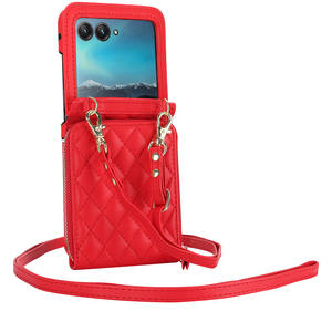 Étui mobile de luxe <span class=keywords><strong>pour</strong></span> Motorola Razr <span class=keywords><strong>40</strong></span> Ultra fermeture éclair sac <span class=keywords><strong>à</strong></span> main en cuir PU étui portefeuille Multi carte Moto étui de <span class=keywords><strong>téléphone</strong></span> sac avec sangle - Product Image 1