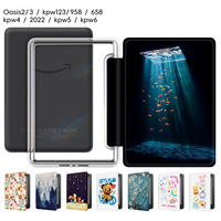 Étui pour tablette en cuir PU de conception personnalisée imprimable pour Kindle Paperwhite 5 6.8 pouces étui arrière transparent de veille automatique
