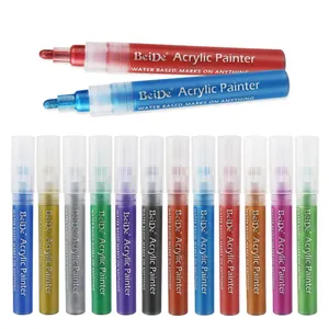 Marcadores à base de água DIY, caneta de tinta acrílica, conjunto de marcadores de tinta acrílica à prova d'água, tamanho de ponta rápida de 5 mm