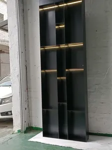 خشب ليد ويسكي بار تخزين النبيذ الحديث الفولاذ المقاوم للصدأ عرض عرض النبيذ - Product Image 3