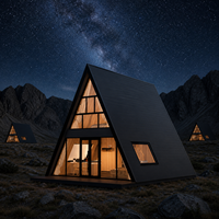 Cabane en bois surélevée, villa modulaire pour invités, développement hôtelier écologique préfabriqué, maison en A-frame S990