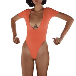 Clássico V profundo das mulheres The Bae Assista One Piece Swimwear