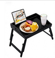 Plateau de lit pour petit-déjeuner, plateau de service réglable en hauteur pour manger dans la chambre ou au pique-nique