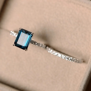 925 Sterling <strong>Silver</strong> Oval London Blue Topaz <strong>Necklace</strong> Earrings <strong>Set</strong> Women Bridal Anniversary Jewelry Gift - Product Image 6