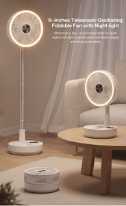 Ventilateur pliable oscillant télescopique de 8 pouces avec télécommande et lumière LED, batterie intégrée de 7200 mAh pour une utilisation à la maison ou au bureau - Product Image 2