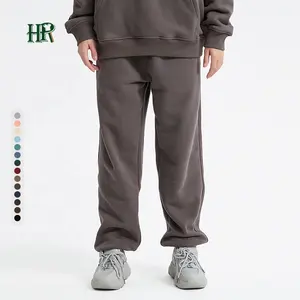Özel Logo kalın adam boy uzun koşucu pantolonu ağır pamuk kelepçeli Sweatpants erkekler için