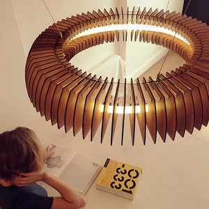 Wabi Sabi Style Wooden Chandelier Round Led <b>Light</b> For <b>Dining</b> Room Living Room Bedroom Study - Product Image 2