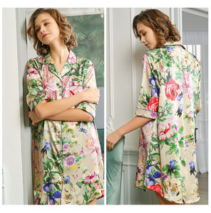 Nuovo arrivo <span class=keywords><strong>camicia</strong></span> da <span class=keywords><strong>notte</strong></span> da donna in raso <span class=keywords><strong>di</strong></span> <span class=keywords><strong>seta</strong></span> 100% da donna primavera estate stampata da 19mm - Product Image 5