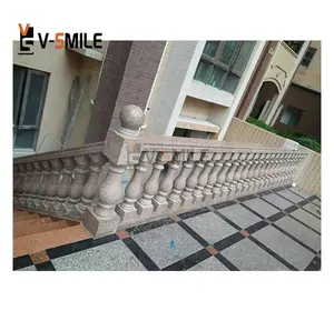 Pagar tangga batu granit merah Jiashi dalam ruangan luar ruangan granit Balustrade pagar merah dan pegangan