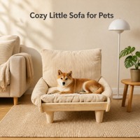 Mini-canapé pour animaux de compagnie avec cadre en bois et revêtement en velours côtelé, lit pour chien et chat, mini-fauteuil confortable avec dossier et accoudoirs latéraux, mobilier d'intérieur pour animaux de compagnie, vente en gros