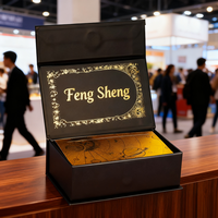 Caja de Regalo Tipo Concha para Tarot, de Papel Negro Elegante, Personalizada, con Forro de Esponja, Laminado Mate, Patrón de Lámina Dorada