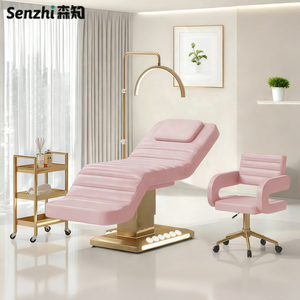 Lettino da Massaggio di Lusso per Estetica con Base Dorata, Comando a Pedale, 3 Motori e Luce LED per Salone di <span class=keywords><strong>Bellezza</strong></span> - Product Image 1