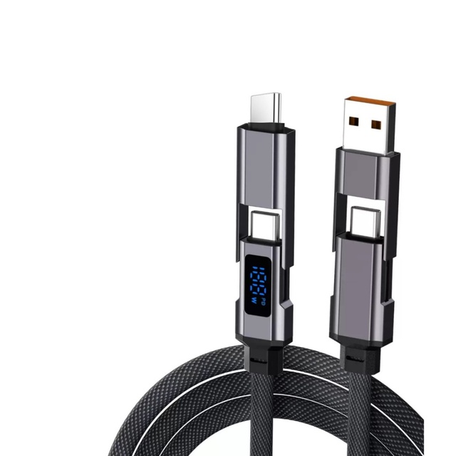 PD60w 4 in 1 Fast Charging Cable with Digital Display USB-C to Type-C Charger Cable for Mobile Phone