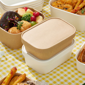 Disposable Kraft Paper Food <b>Container</b> Square Shape For Picnic And Camping Biodegradable Eco Friendly Packaging Box - Product Image 1