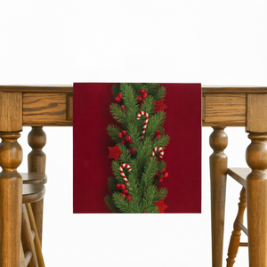 Nouveau chemin de table et tapis imprimés de motifs floraux de Noël, décorations rouges du Père Noël - Product Image 1