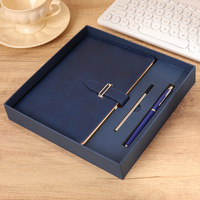 Coffret Cadeau Carnet de Bureau pour Réunions d'Affaires, Bloc-notes Épais avec Reliure Pliable, Logo Personnalisable, Cuir PU, Nouveau Bouton Pression