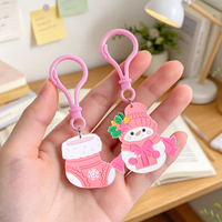 Porte-clés en PVC rose sur le thème de Noël, logo personnalisé, caoutchouc souple, cadeau d'amour, commande en gros, cadeau de mariage, faible MOQ, prototype rapide, usine
