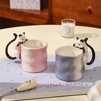 Mignon mug de voyage en céramique avec couvercle, style américain, assiette de repas à compartiments, souvenir esthétique