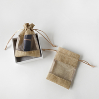 Sacs à savon en jute naturelle et lin, avec cordon de serrage, impression par transfert thermique antistatique, design personnalisé, 8x12 cm, pour bijoux, bonbons, cadeaux