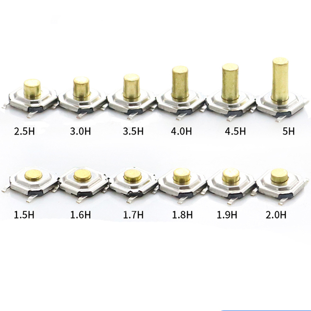 Kejian SMD 4x4 Tact Switch Smt Micro Switch Round Copper Head 4*4 Momentary Pcb Push Button Switches