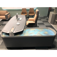 Nouveau mobilier de bureau personnalisé moderne de luxe commercial marron en forme de L pour patron de bureau général