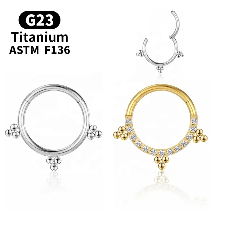 Xjy-pendientes piercing G23 de titanio f136, 16G, zirconia, anillo para la nariz, bisagra, diafragma, titanio