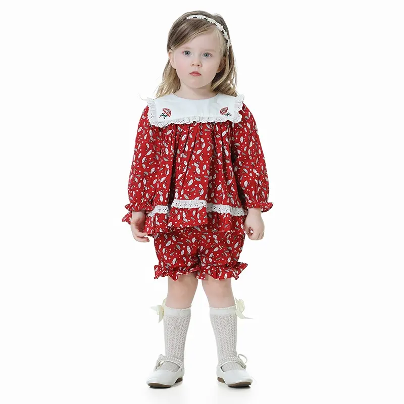 تصميم جديد ملابس الطفل اللباس لطيف مظلة طباعة الشتاء ثوب طفل الفتيات الفساتين مع البنطلون