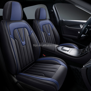 Housses de siège auto en cuir Nappa bleu saphir avec support lombaire, compatibles airbag, toutes saisons, ajustement universel pour <span class=keywords><strong>Ford</strong></span> <span class=keywords><strong>Fiesta</strong></span> <span class=keywords><strong>2018</strong></span>-2025 - Product Image 1