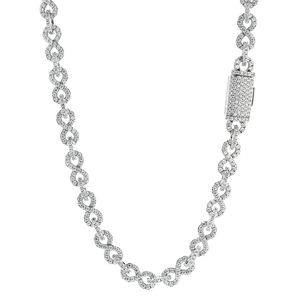 Collar de Cadena de Eslabón Cubano NUOYA de 8mm con Incrustaciones de Circonitas y Cierre Desplegable, Fila Única de Diamantes con Diseño en Forma de 8, Joyería Fina Estilo Hip Hop - Product Image 4