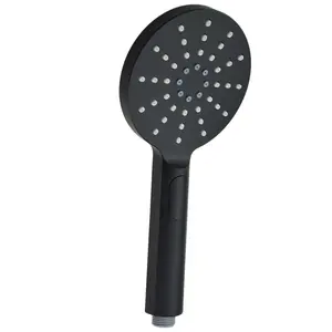 WELS watermark 7.5 liters per minute black ABS plastic handheld shower rose round 3 functions massage shower head