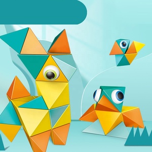Blocs de puzzle magnétiques pyramides, nouveau style, bricolage, assemblage créatif, blocs de construction, jouets pour enfants, développer l'<span class=keywords><strong>imagination</strong></span>, entraînement, 12 pièces - Product Image 2