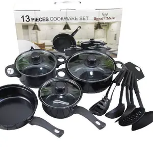 Venda quente 13pcs barato cozinha housewares ferro antiaderente cozinha panelas panelas conjuntos de panelas e frigideiras conjuntos