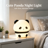 Lampe Panda Mignonne en Silicone Portable à 7 Couleurs Changeantes, Respectueuse de la Peau, Alimentée par Batterie, Veilleuse de Chevet pour Chambre et Voyages en Camping