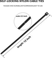 Attaches en nylon noir de 7,6 * 450 mm, 100 pièces, 18 pouces, résistance à la traction de 120 livres, autobloquantes, robustes, résistantes aux UV, attaches pour câbles