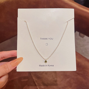 Collar de Cobre Electrochapado Brillante Estilo Coreano para Mujer, Minimalista, Inspirado en Instagram, con Circonita Verde X962 Plateado - Product Image 5