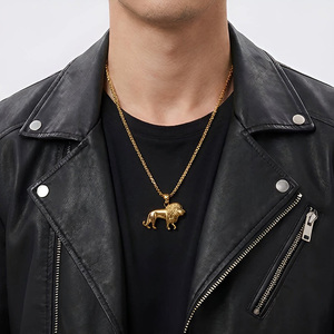 High Quality Cast Hip Hop Animal Lion Stainless Steel Gold Plated Pendant Jewelry Fine Fashion Jewelry Necklace for Men Women - Product Image 5