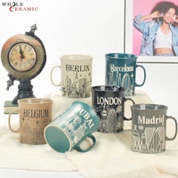 Vente en gros de formes assorties personnalisées Couleur intérieure Blanc extérieur Londres Hollande Paris Dubai Tasse à café-lait en céramique souvenir
