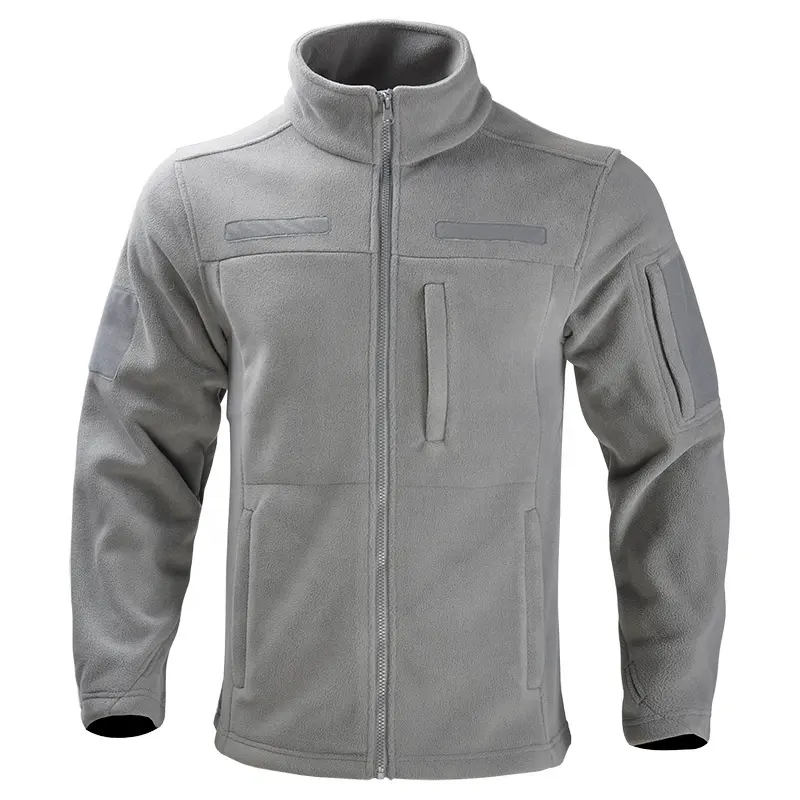 2022 High Quality Wholesale Thick Zip Men Winter Jackets Custom Men Outdoor Grey Soft Shell Jackets Fleece Jacket Without Hood