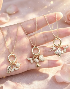 Exquisite Jewelry style Charm Pendant Necklace Fish Turtle Shell Hoop <b>Chain</b> Jewelry for Women Pendant Necklace - Product Image 3