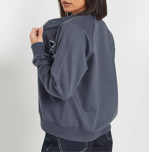 Veste bomber décontractée en coton à col rond ample, respirante, écologique, avec broderie 3D personnalisée OEM, pour l'automne et les sports - Product Image 3