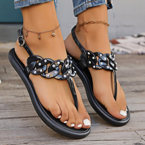 Sandales scintillantes de haute qualité avec strass, chaussures de créateur Tory Burch, sandales à paillettes pour femmes, 1 paire avec boîte - Product Image 6
